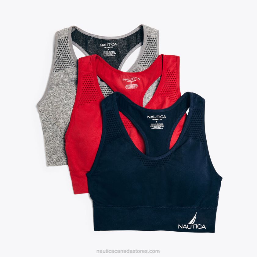 Seamless Mesh Jacquard Racerback Bra 3-Pack Nautica Women Pale Blue R260HV778