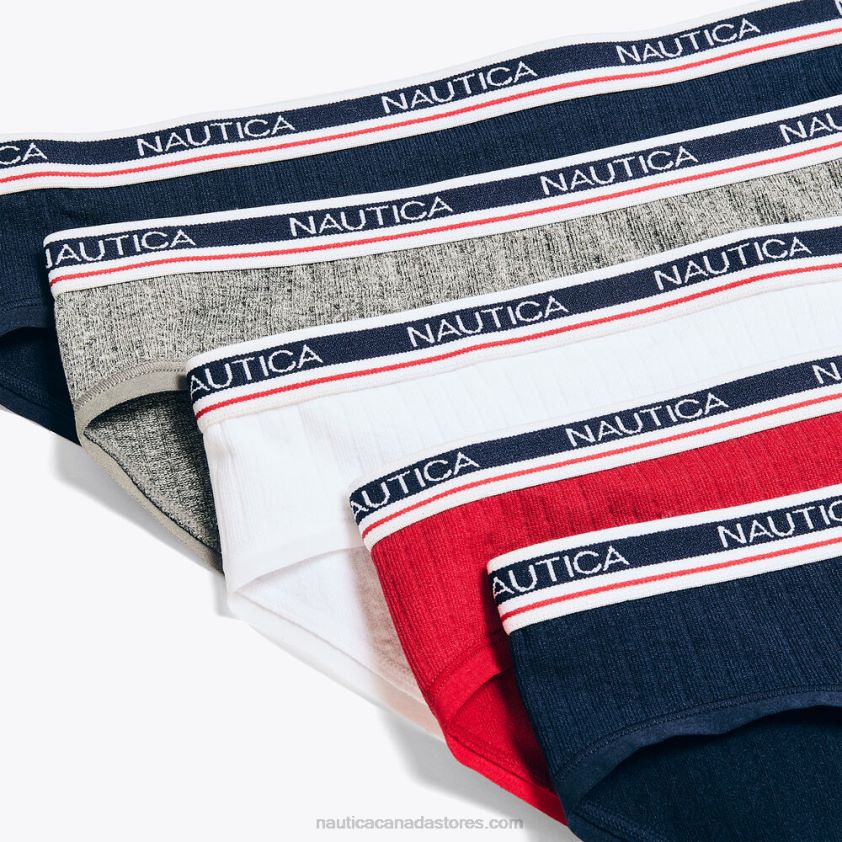 Seamless Ribbed Logo Bikini Briefs 5-Pack Nautica Women Workshirt Blue R260HV783