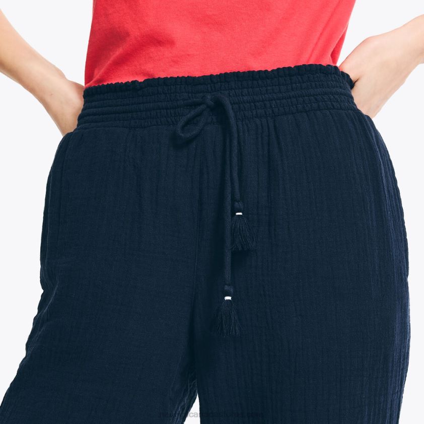 Smocked Cropped Pull-On Pant Nautica Women Stellar Blue Heather R260HV1001