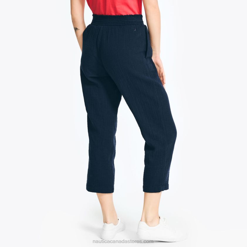 Smocked Cropped Pull-On Pant Nautica Women Stellar Blue Heather R260HV1001