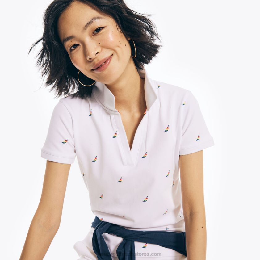 Split-Neck Pride Polo Nautica Women Bright White R260HV487