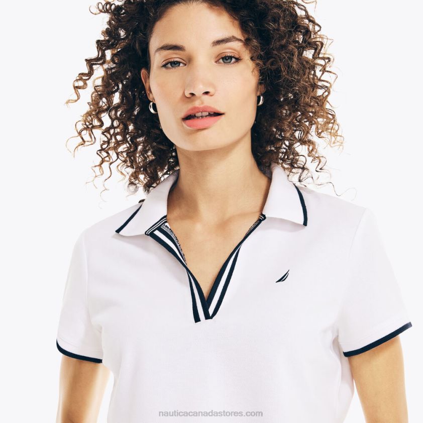Sustainably Crafted Ocean Split-Neck Polo Nautica Women Bright White R260HV734