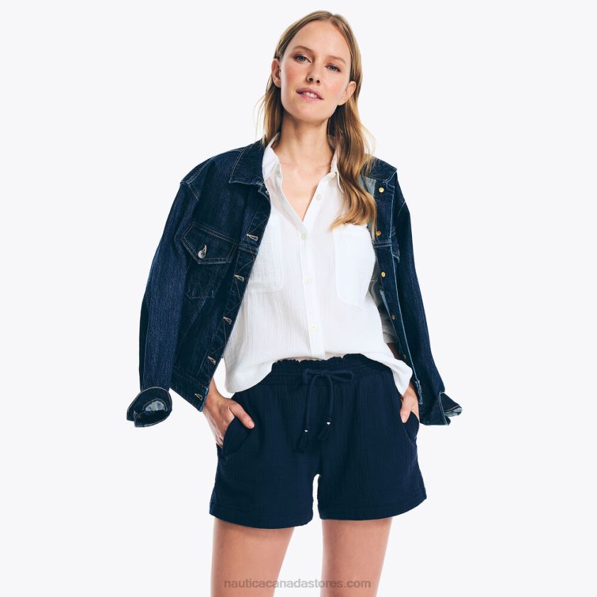 4.5\" Pull-On Smocked Short Nautica Women Stellar Blue Heather R260HV939