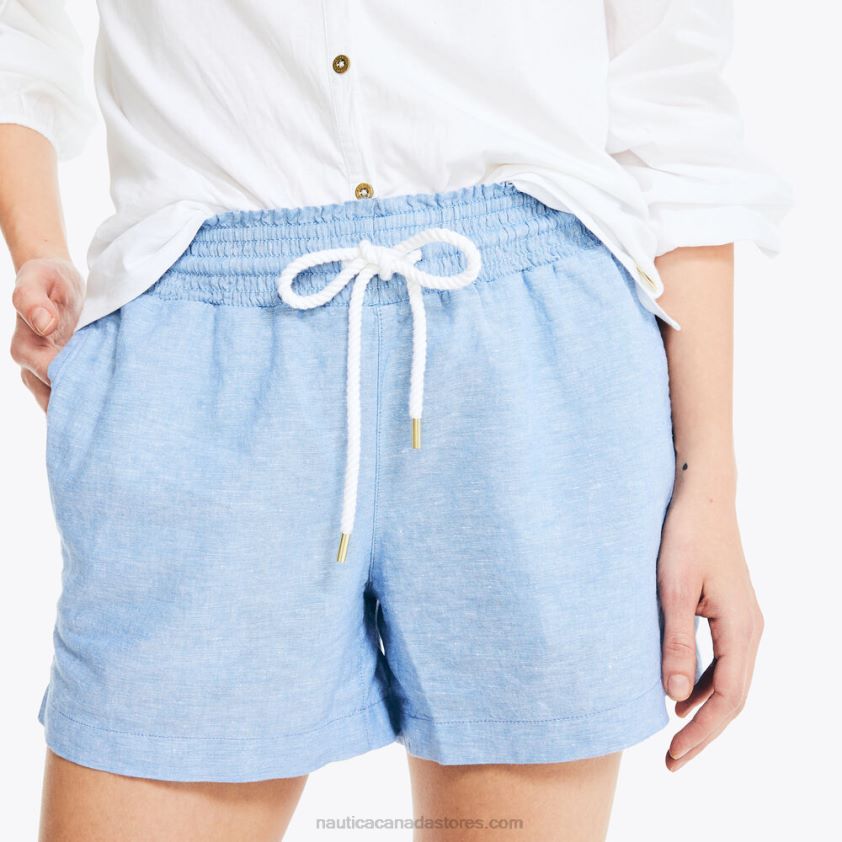 Sustainably Crafted 4.5\" Smocked Pull-On Linen Short Nautica Women Medium Wash R260HV938