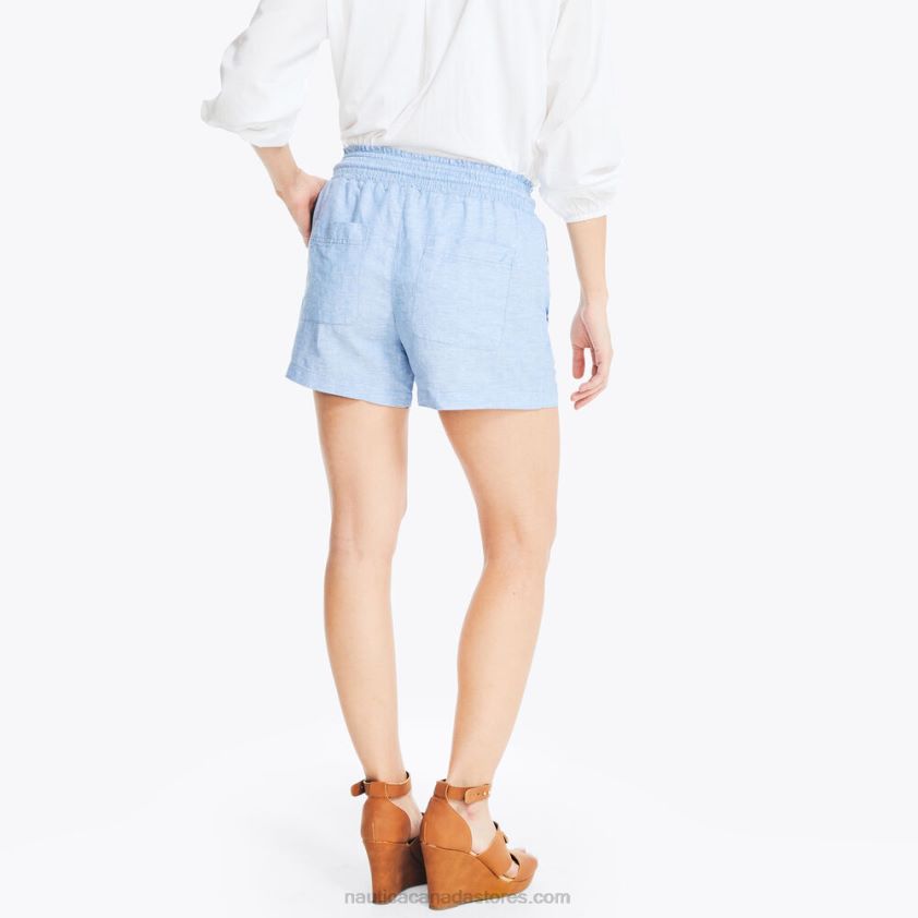 Sustainably Crafted 4.5\" Smocked Pull-On Linen Short Nautica Women Medium Wash R260HV938