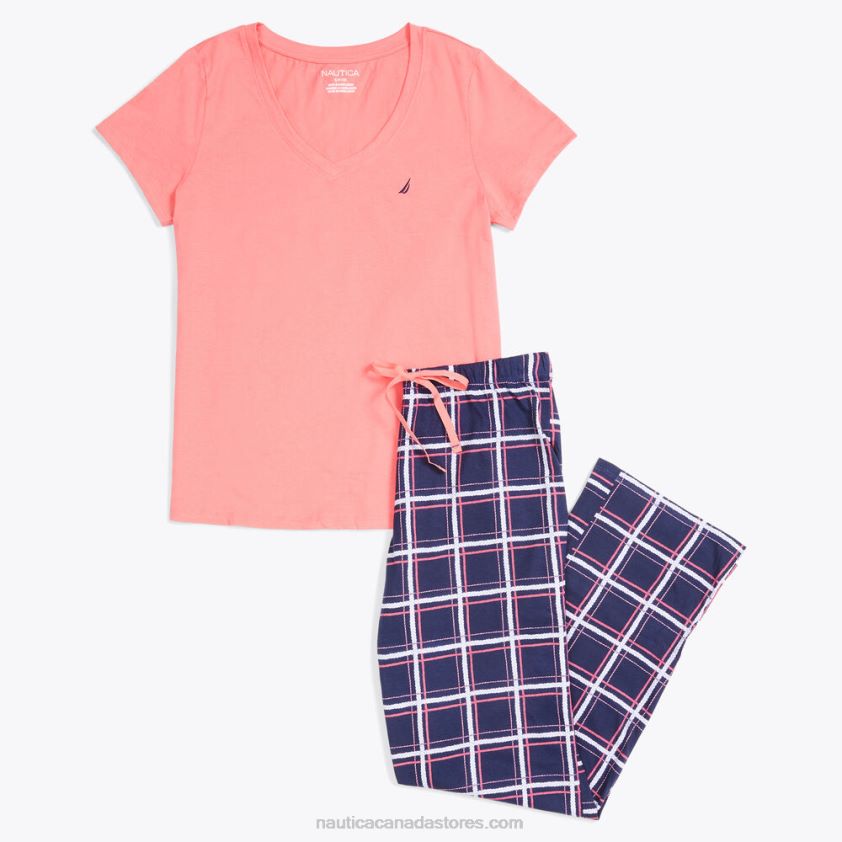 Plaid Pajama Pant Set Nautica Women Navy R260HV810