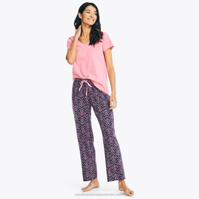 Printed Pajama Pant Set Nautica Women Sapphire/Pitch Yellow R260HV781