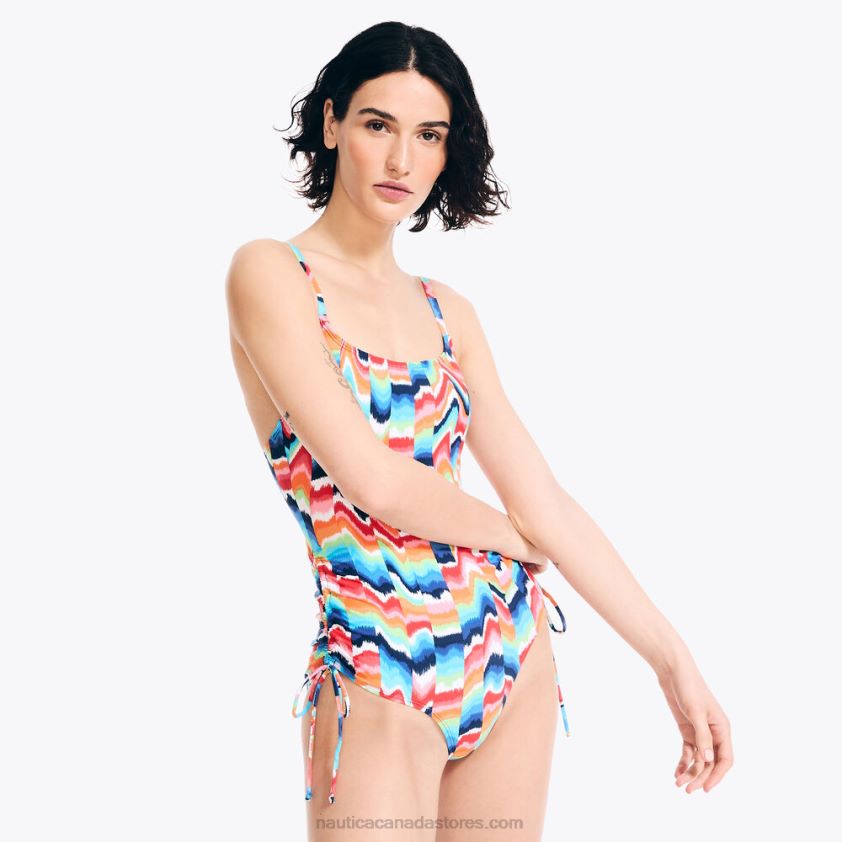Printed One-Piece Swim Nautica Women Stellar Blue Heather R260HV942