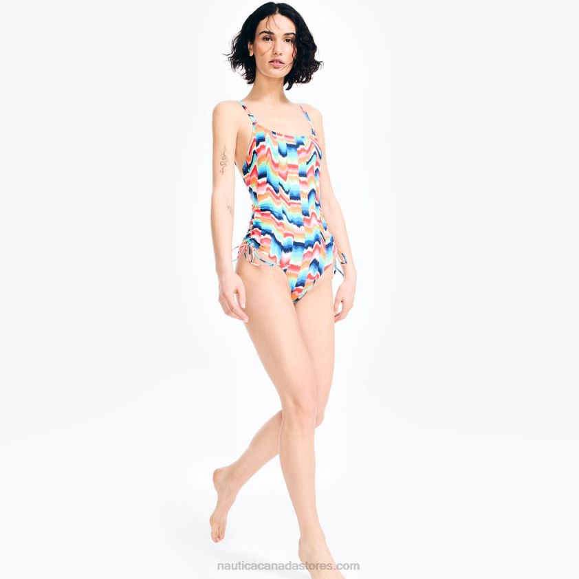 Printed One-Piece Swim Nautica Women Stellar Blue Heather R260HV942