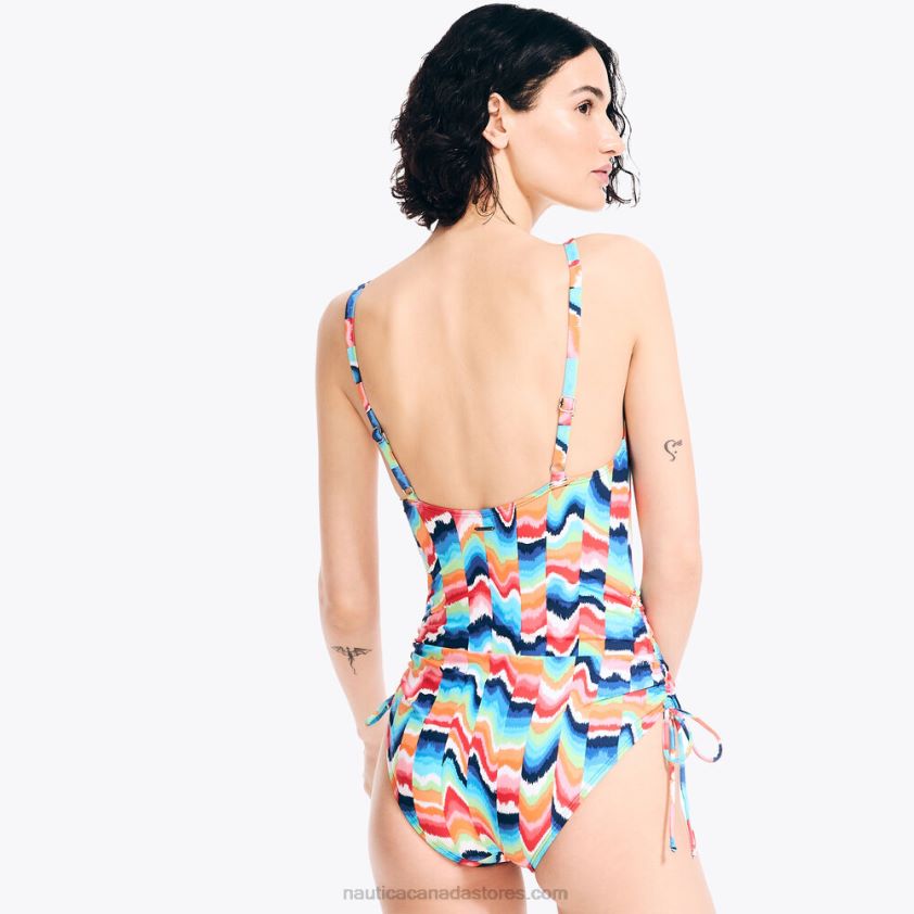 Printed One-Piece Swim Nautica Women Stellar Blue Heather R260HV942