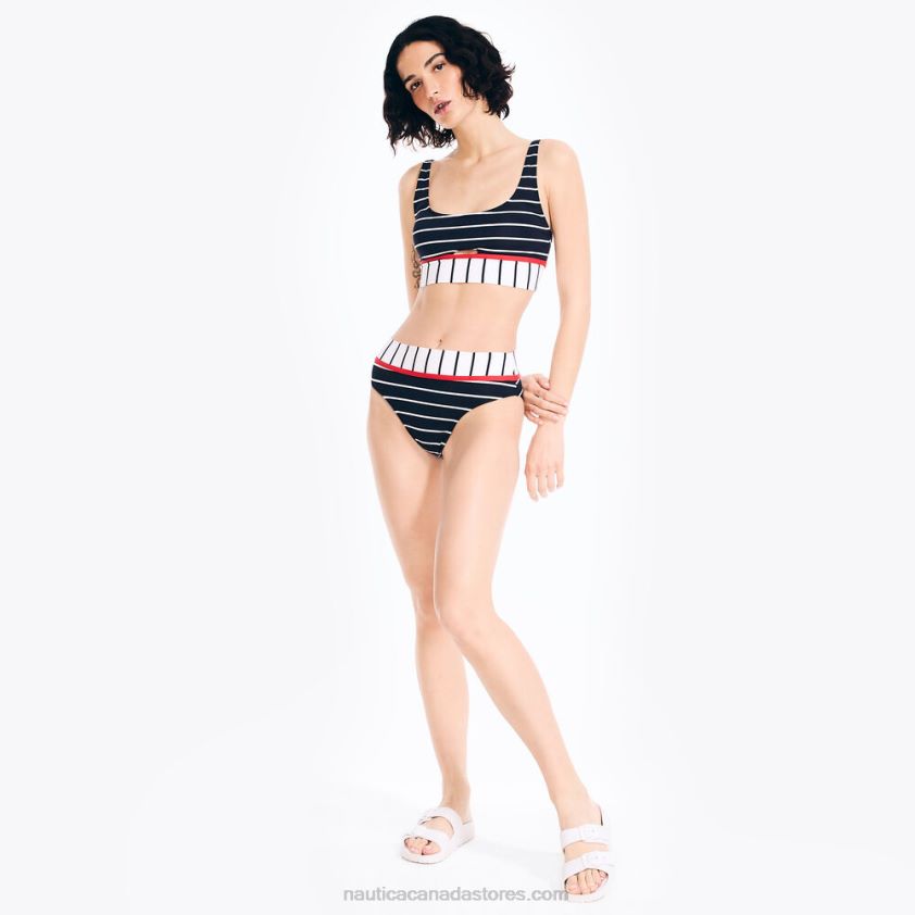 Striped Fold-Over Swim Brief Nautica Women Stellar Blue Heather R260HV981