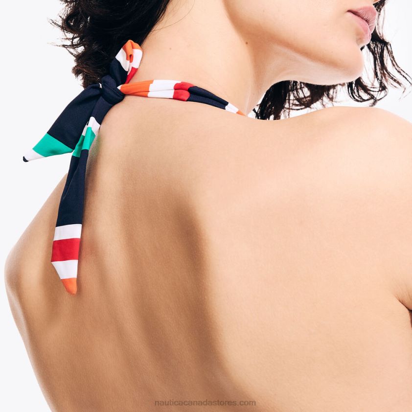 Striped Halter Swim Top Nautica Women Stellar Blue Heather R260HV883