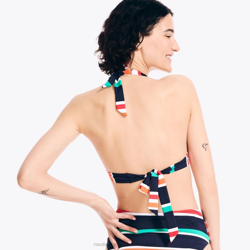 Striped Halter Swim Top Nautica Women Stellar Blue Heather R260HV883