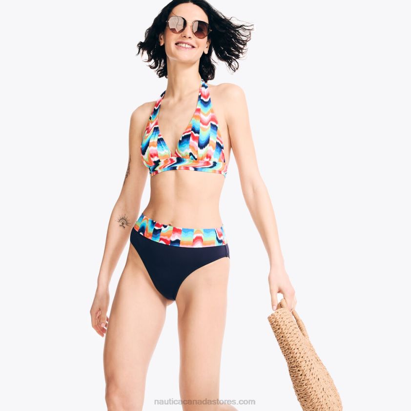 Striped Halter Swim Top Nautica Women Stellar Blue Heather R260HV929