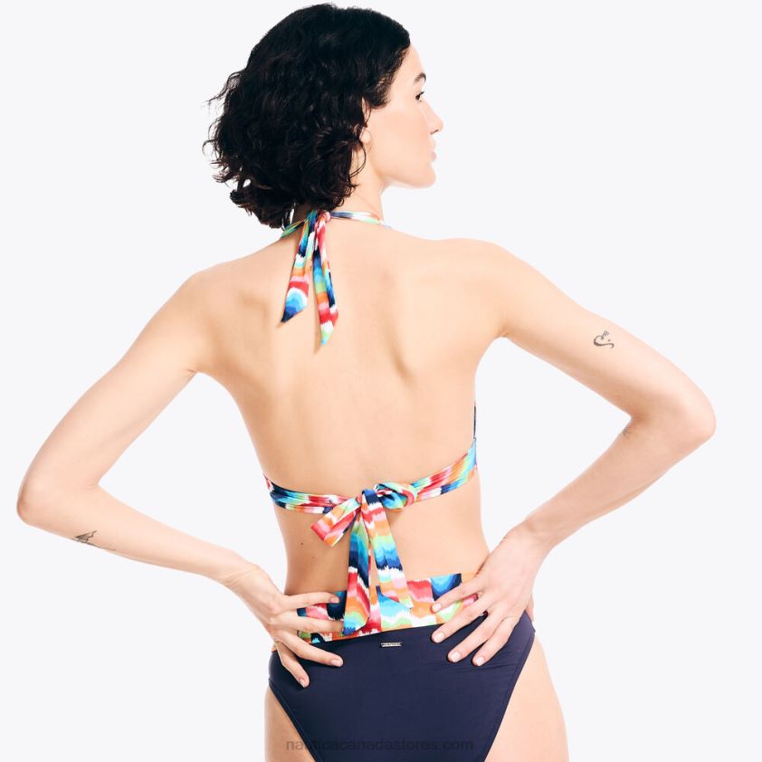 Striped Halter Swim Top Nautica Women Stellar Blue Heather R260HV929