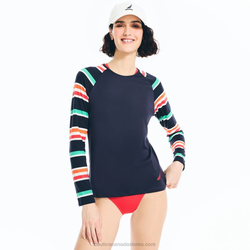 Striped Rash Guard Nautica Women Stellar Blue Heather R260HV1022
