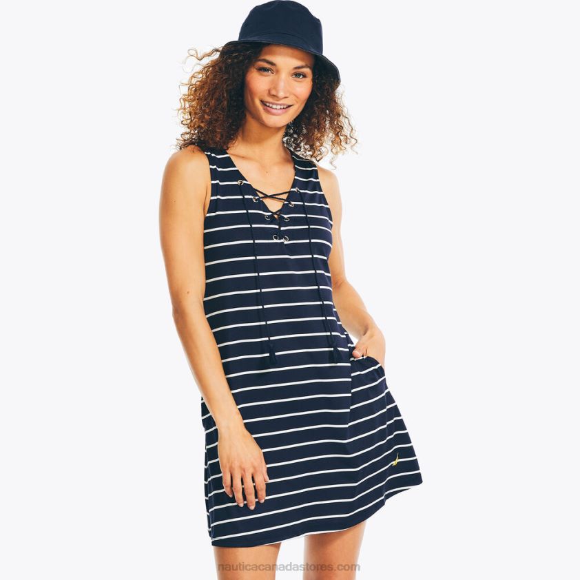 Striped Swim Cover-Up Dress Nautica Women Stellar Blue Heather R260HV976
