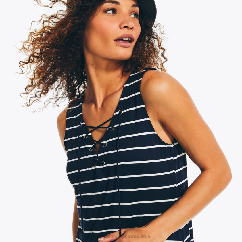Striped Swim Cover-Up Dress Nautica Women Stellar Blue Heather R260HV976