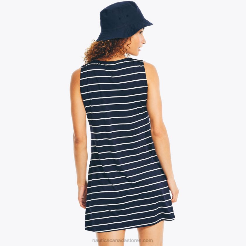 Striped Swim Cover-Up Dress Nautica Women Stellar Blue Heather R260HV976
