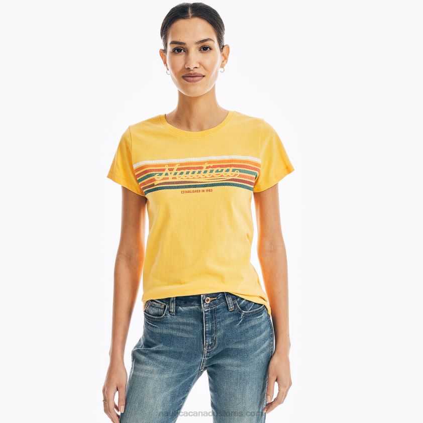 Chest-Stripe Graphic T-Shirt Nautica Women Golden Apricot R260HV1008