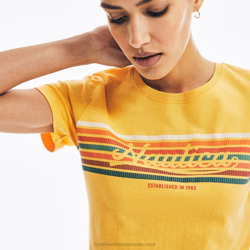 Chest-Stripe Graphic T-Shirt Nautica Women Golden Apricot R260HV1008