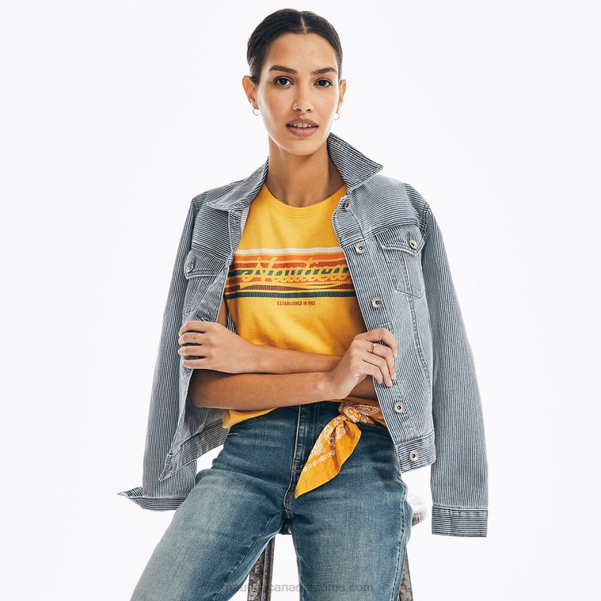 Chest-Stripe Graphic T-Shirt Nautica Women Golden Apricot R260HV1008