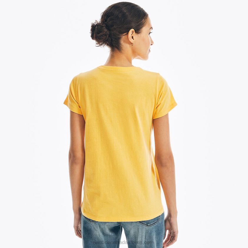 Chest-Stripe Graphic T-Shirt Nautica Women Golden Apricot R260HV1008