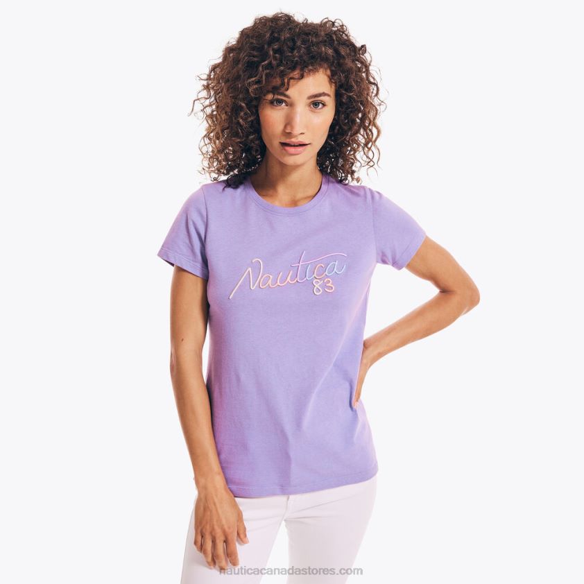 Embroidered 83 Graphic T-Shirt Nautica Women Ocean Violet R260HV803