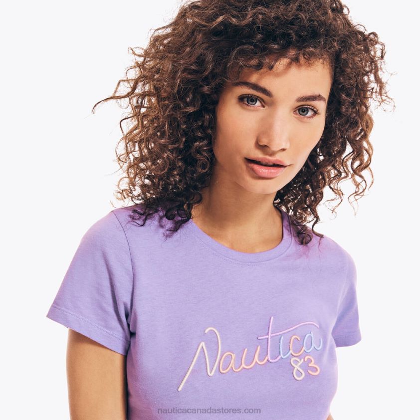 Embroidered 83 Graphic T-Shirt Nautica Women Ocean Violet R260HV803