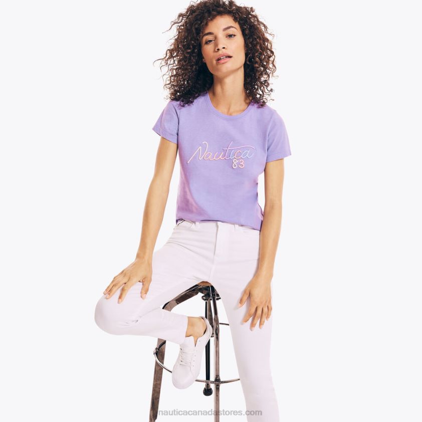 Embroidered 83 Graphic T-Shirt Nautica Women Ocean Violet R260HV803