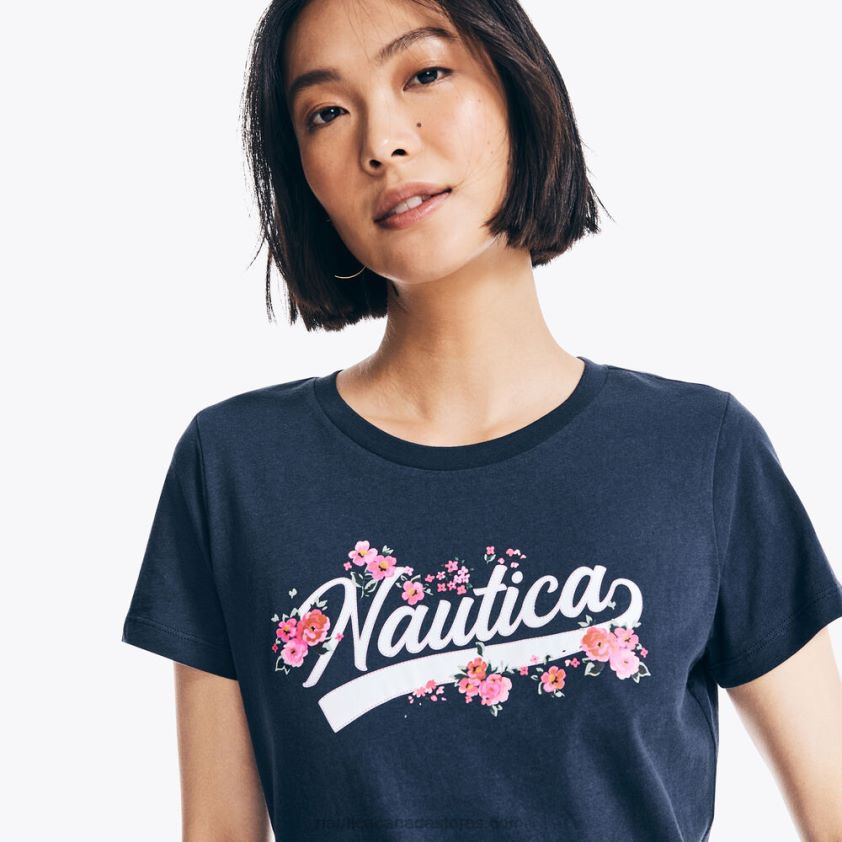 Floral Logo Graphic T-Shirt Nautica Women Stellar Blue Heather R260HV998