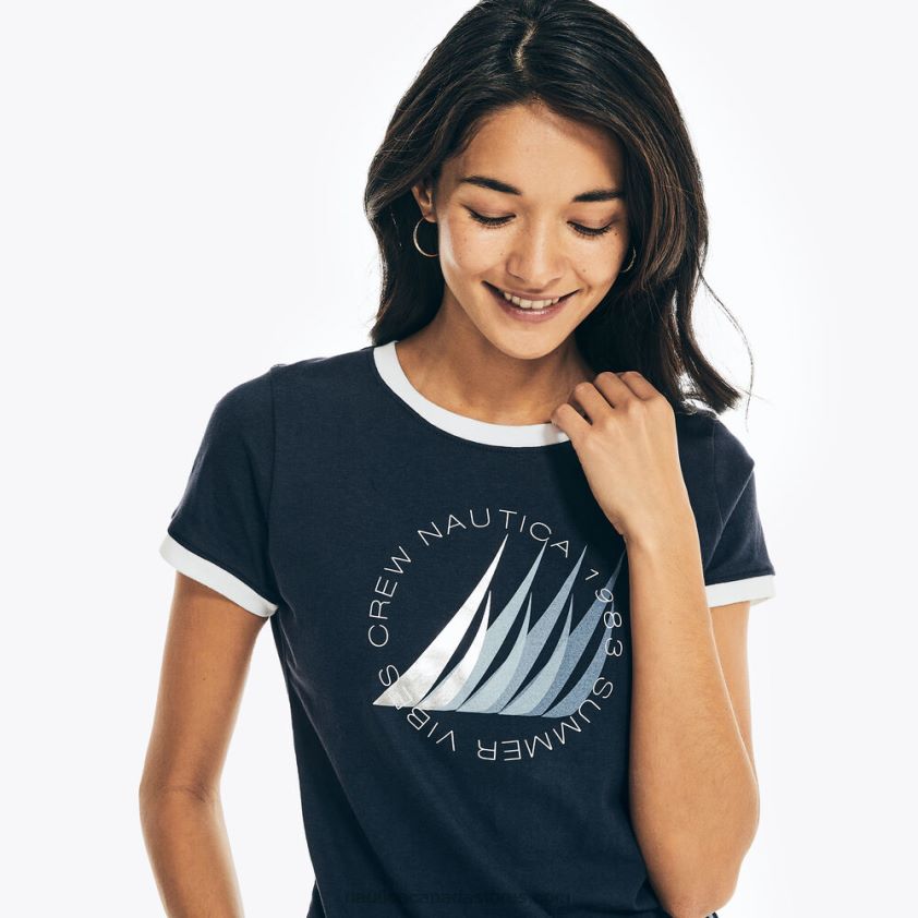 Foil Logo Graphic T-Shirt Nautica Women Stellar Blue Heather R260HV1002