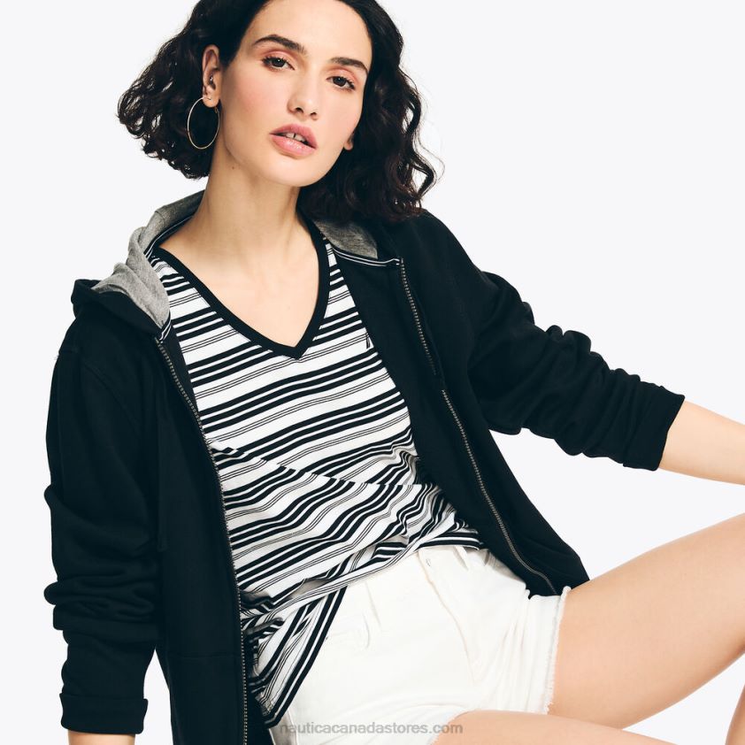 Striped V-Neck T-Shirt Nautica Women True Black R260HV961