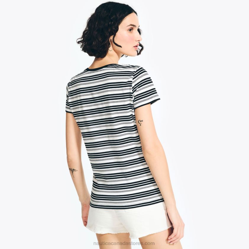 Striped V-Neck T-Shirt Nautica Women True Black R260HV961