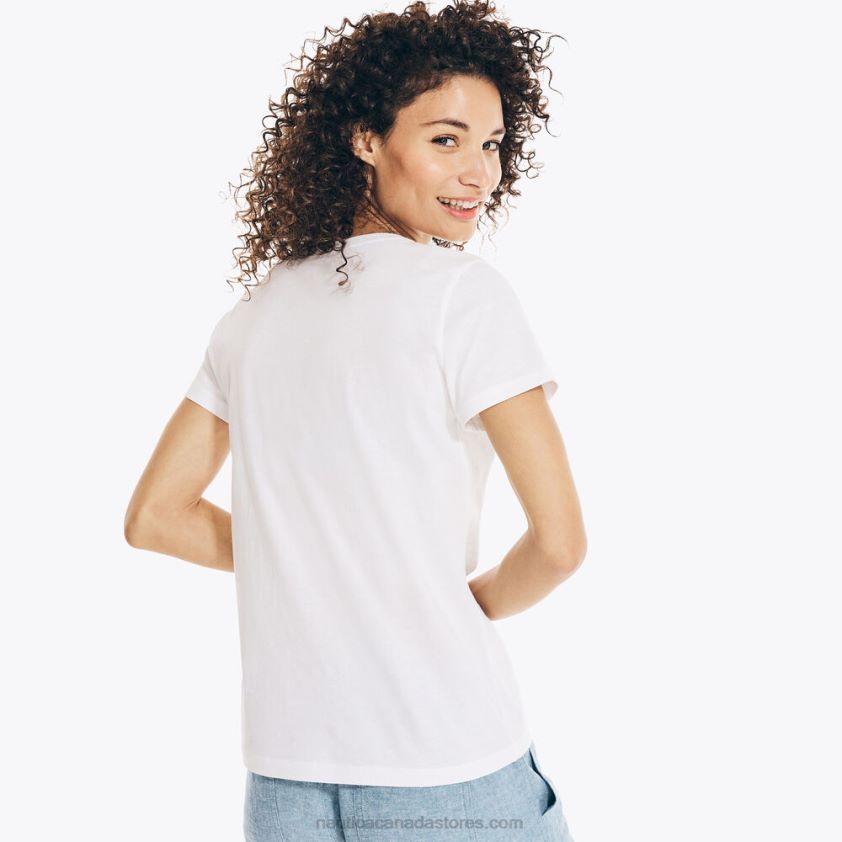 Studded Logo Crewneck T-Shirt Nautica Women Bright White R260HV741