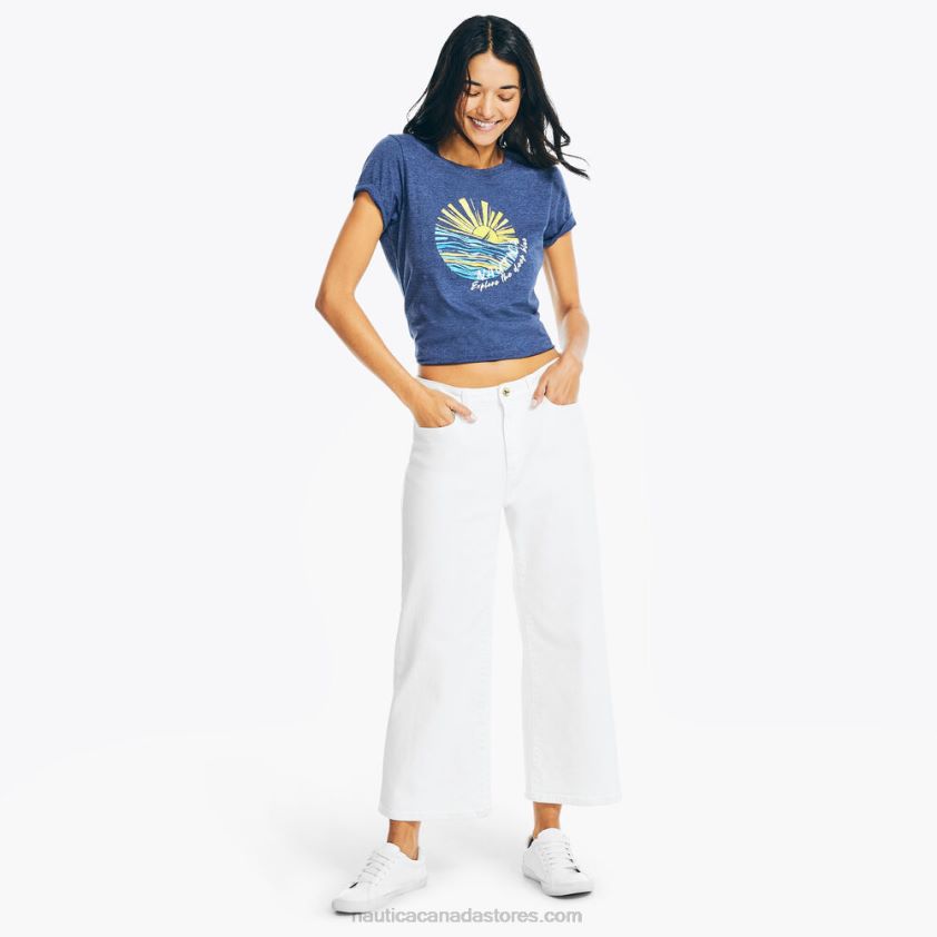 Sustainably Crafted Beach Days Puff Graphic T-Shirt Nautica Women Rolling River Wash R260HV991