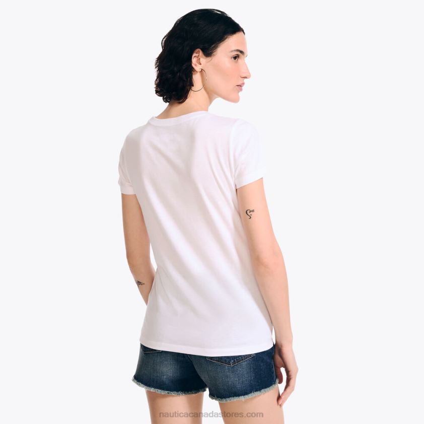 Sustainably Crafted Chest-Stripe Graphic T-Shirt Nautica Women Bright White R260HV858
