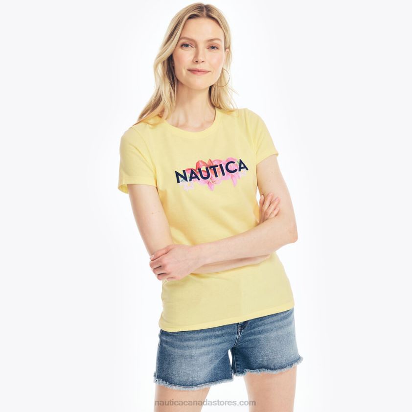 Sustainably Crafted Embroidered Floral Logo Graphic T-Shirt Nautica Women Sunshine R260HV780