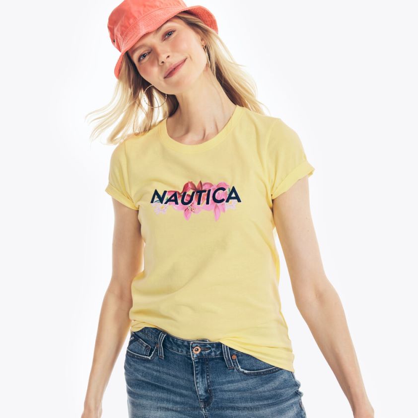 Sustainably Crafted Embroidered Floral Logo Graphic T-Shirt Nautica Women Sunshine R260HV780