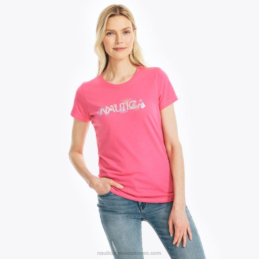 Sustainably Crafted Floral Foil Logo Graphic T-Shirt Nautica Women Cabana Pink R260HV795