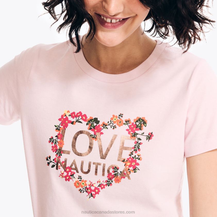 Sustainably Crafted Floral Foil Logo Graphic T-Shirt Nautica Women Crimson R260HV921