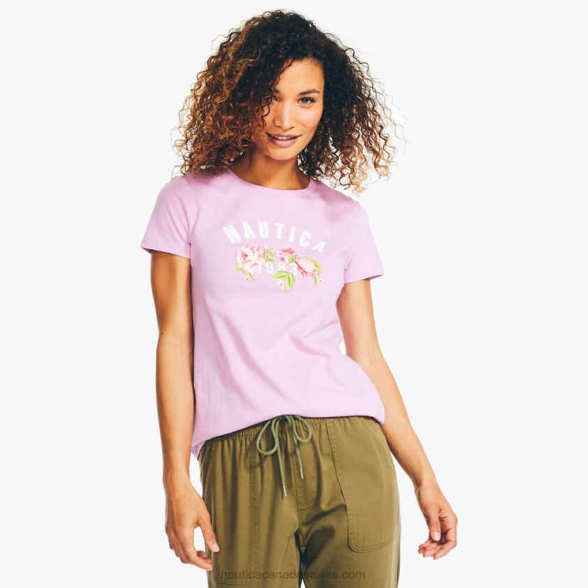Sustainably Crafted Floral Logo Graphic T-Shirt Nautica Women Electric Purple R260HV812