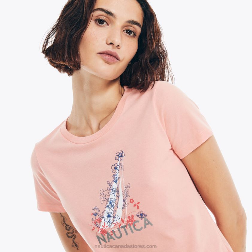 Sustainably Crafted Foil Floral J-Class Graphic T-Shirt Nautica Women Orange Poppy R260HV754