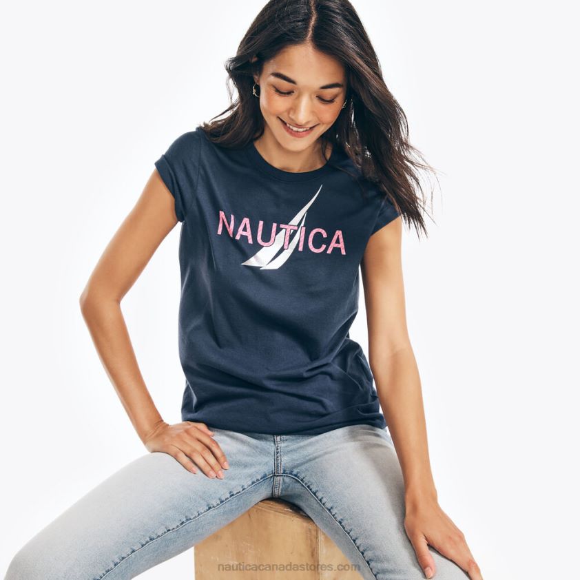 Sustainably Crafted Foil J-Class Graphic T-Shirt Nautica Women Stellar Blue Heather R260HV1050