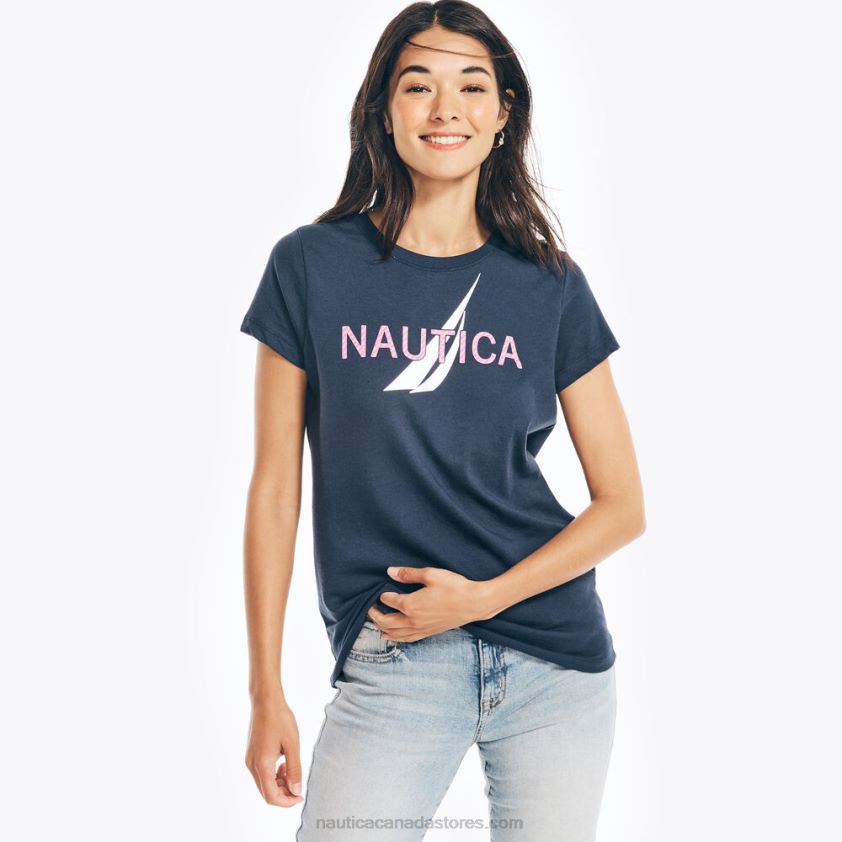 Sustainably Crafted Foil J-Class Graphic T-Shirt Nautica Women Stellar Blue Heather R260HV1050