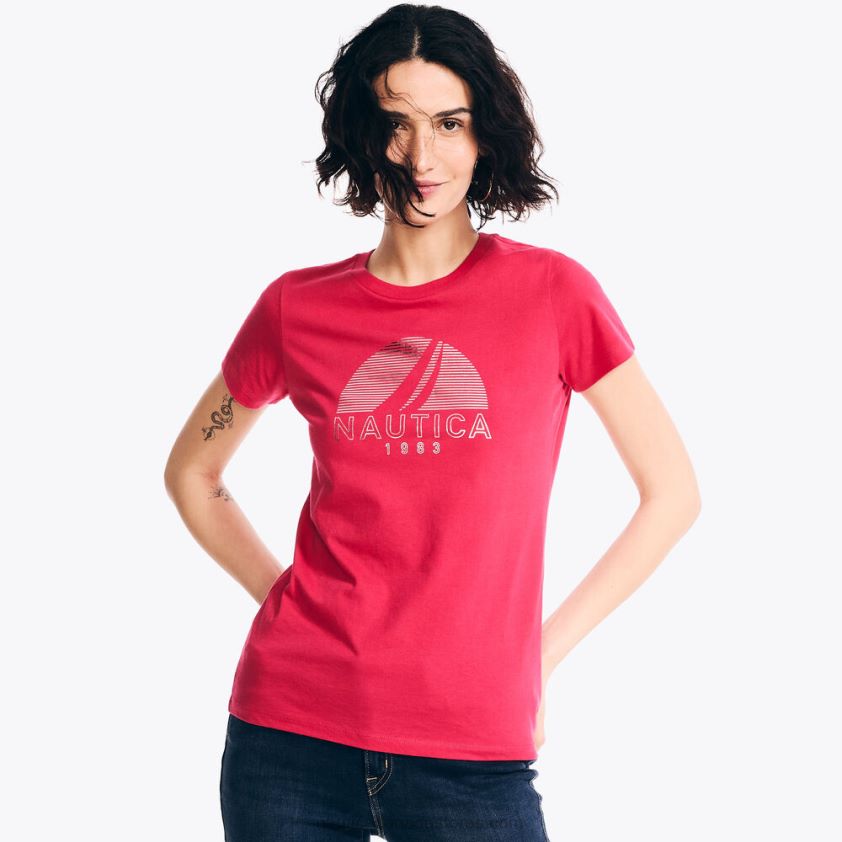Sustainably Crafted Foil Logo Graphic T-Shirt Nautica Women Sailor Red R260HV954