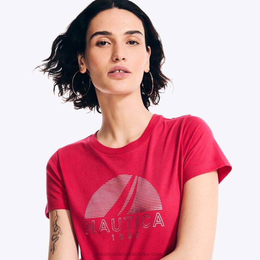 Sustainably Crafted Foil Logo Graphic T-Shirt Nautica Women Sailor Red R260HV954