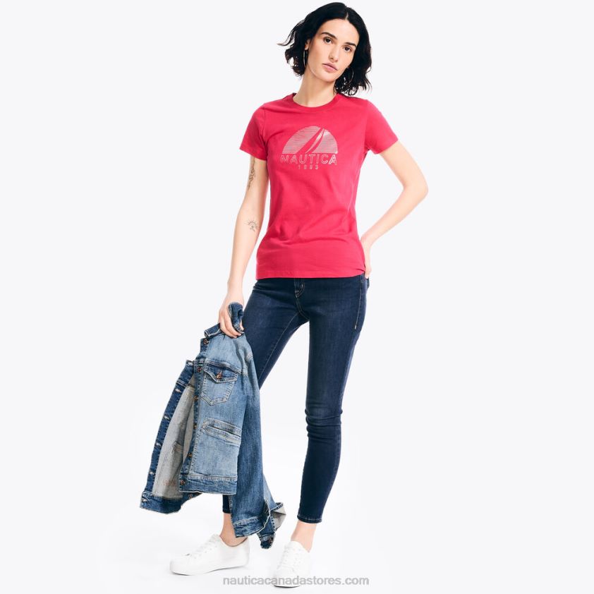 Sustainably Crafted Foil Logo Graphic T-Shirt Nautica Women Sailor Red R260HV954