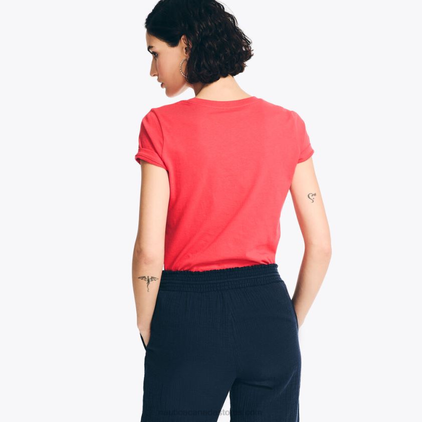 Sustainably Crafted Glitter Hearted Anchor Graphic T-Shirt Nautica Women Tomato R260HV762