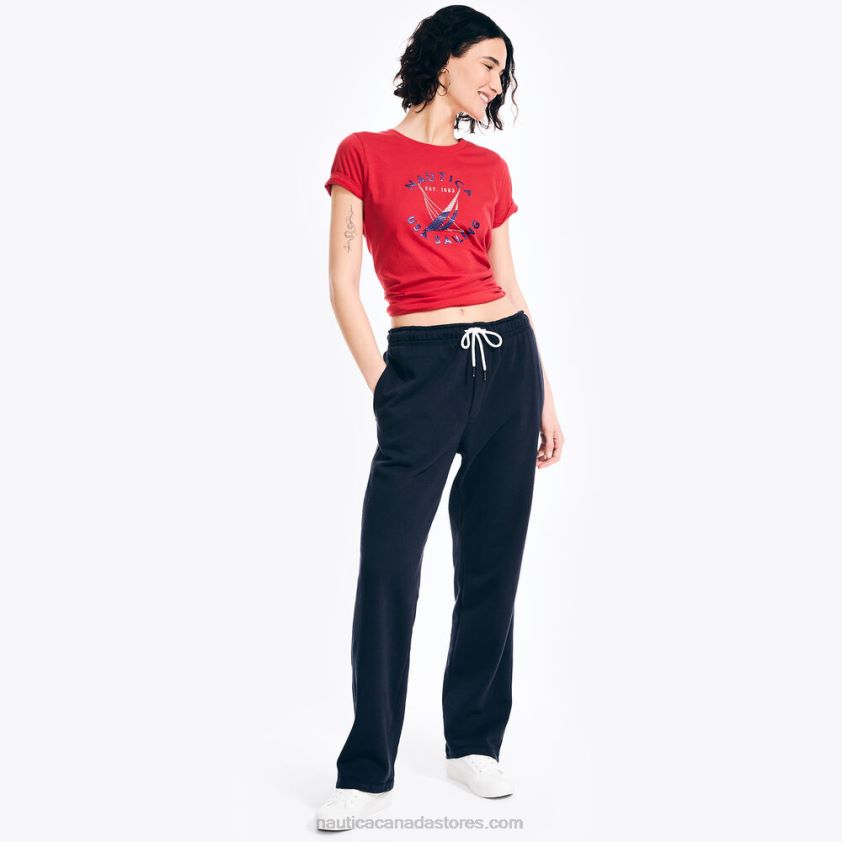 Sustainably Crafted Glitter Logo Graphic T-Shirt Nautica Women Tomales Red R260HV801